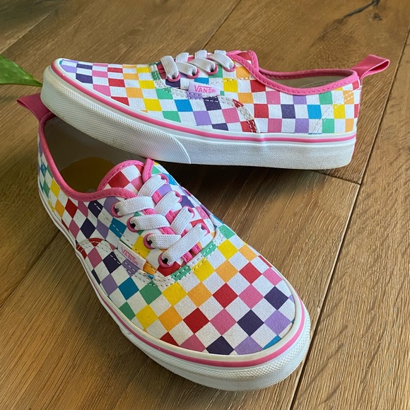Vans Other - Vans Slip On Checkerboard Rainbow Sneakers